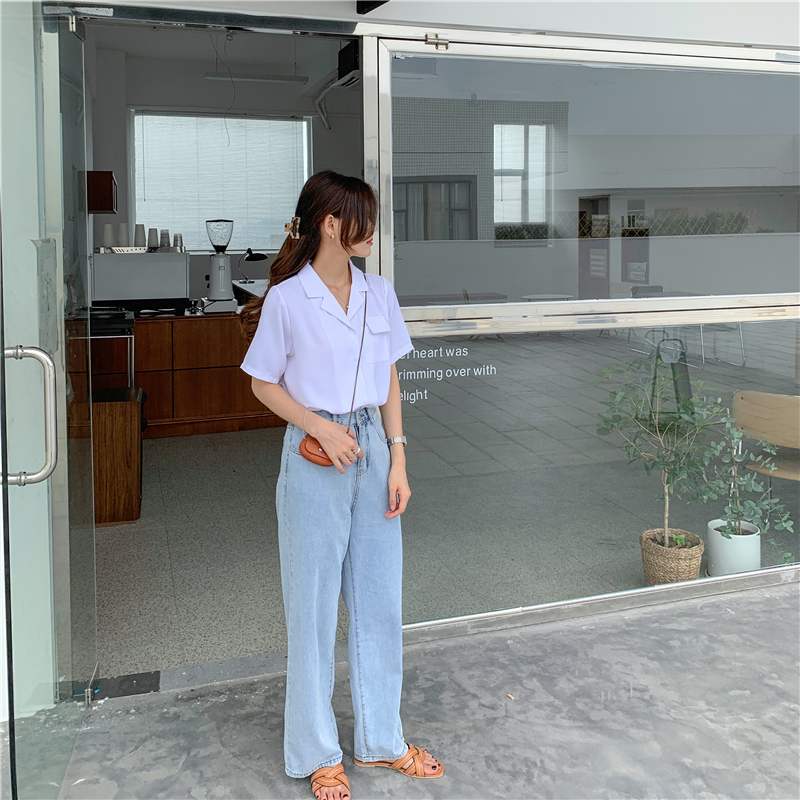 SUXI Áo Kiểu Ngắn Tay Cổ Chữ V Xinh Xắn Theo Phong Cách Retro Dành Cho Nữ