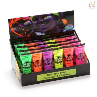 Set 24 Tuýp Sơn Cơ Thể Dạ Quang 10ml / 0.34oz 6 Màu Sắc
