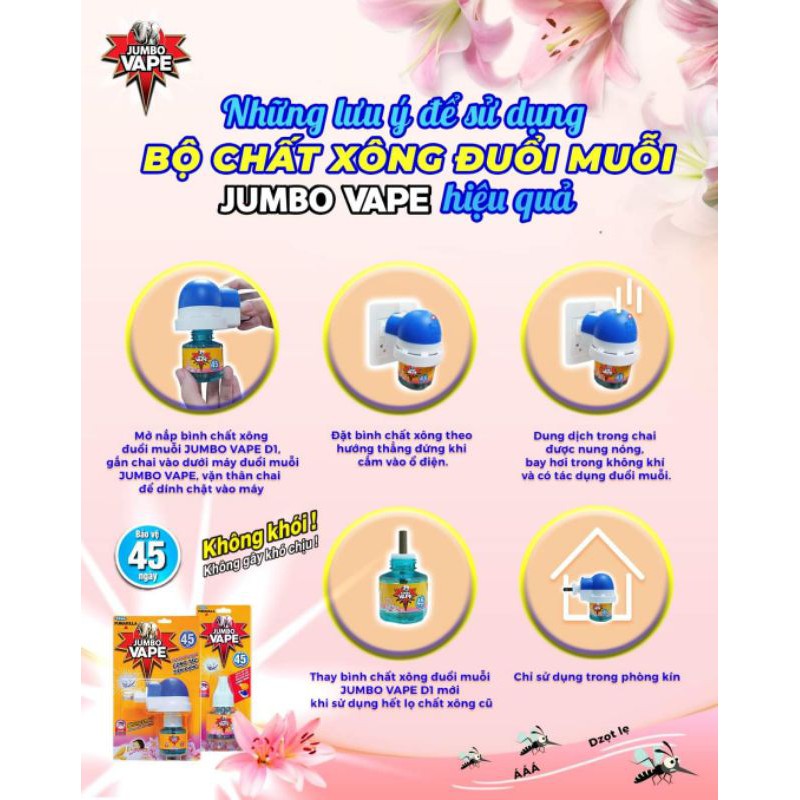 Combo 10 Chất Xông Đuổi Muỗi Jumbo Vape Hương Hoa Lily (34ml)