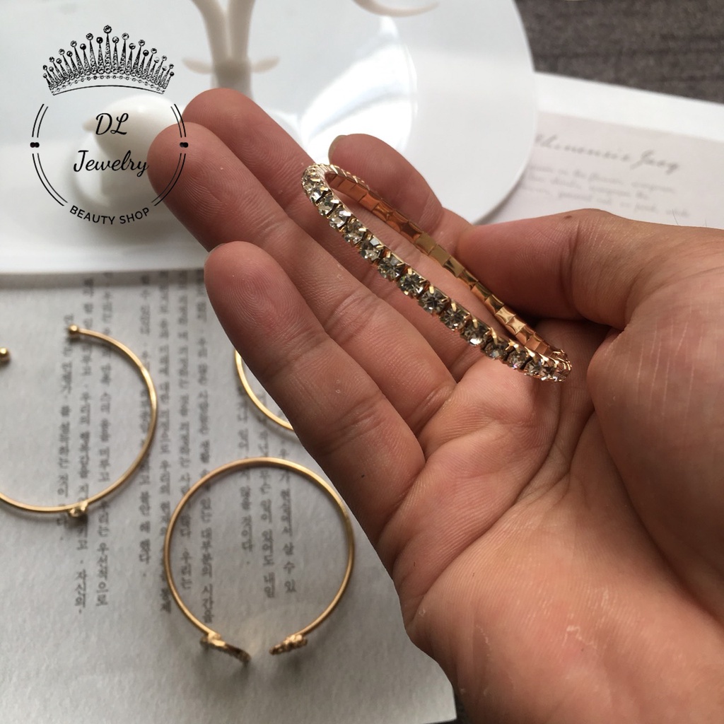 Vòng tay hở mặt ngôi sao,mặt trăng đính đá , mặt trái tim - Lắc tay hở đính đá DL.Jewelry