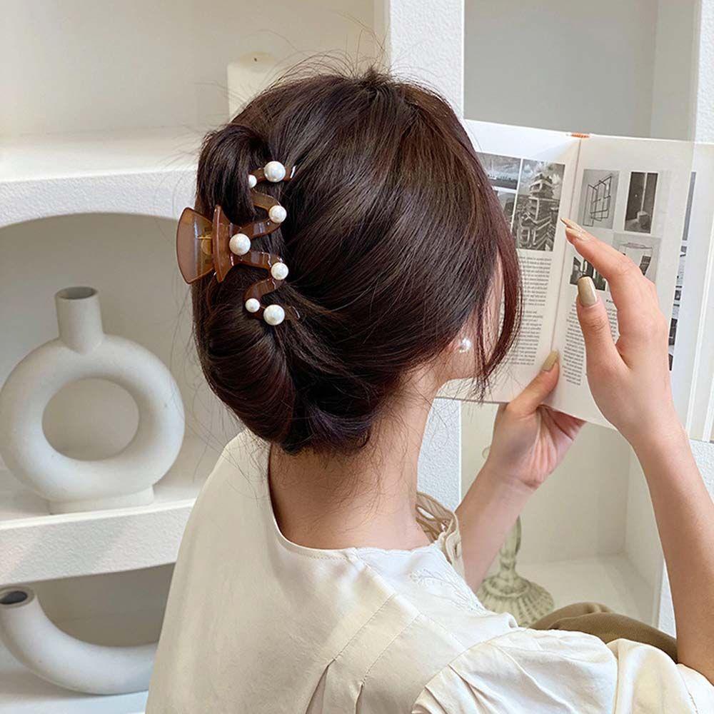 Kẹp Tóc Hình Cá Mập Bằng Acrylic Màu Sắc Đơn Giản Phong Cách Vintage