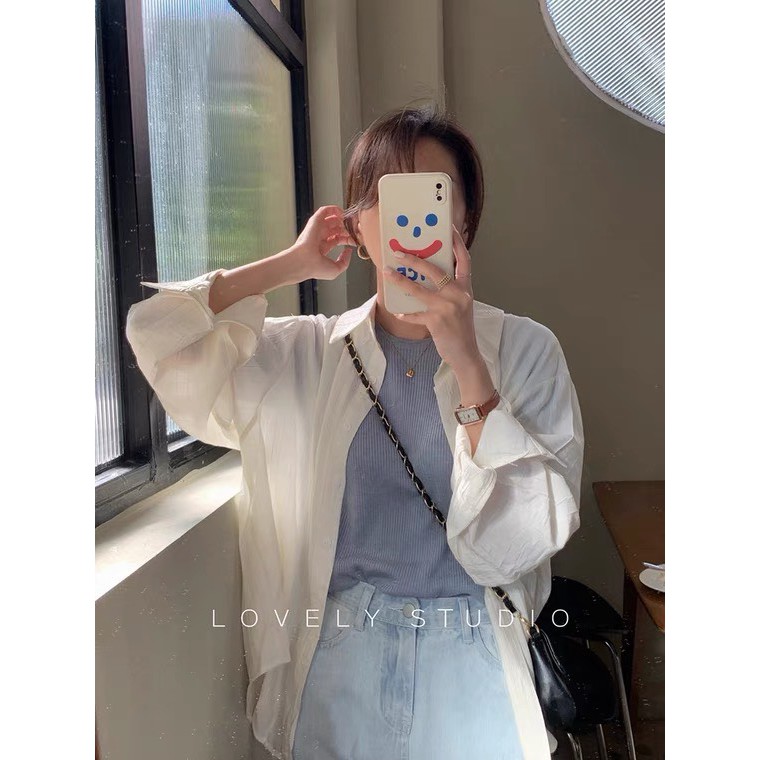 Áo Sơ Mi Đũi Nhăn [Freeship] Áo Sơ Mi Nữ Dài Tay 4 màu Siêu Xinh