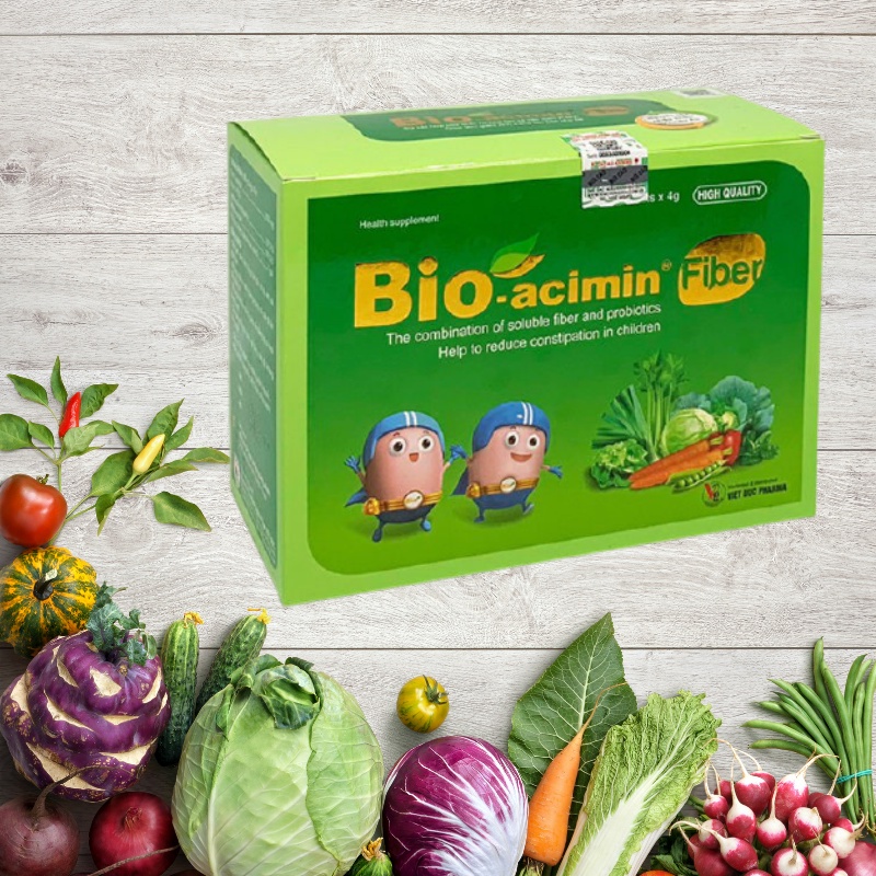 Thực phẩm bảo vệ sức khỏe Cốm vi sinh Bio-acimin Fiber (Hộp 30 gói)- Bổ sung chất xơ, chống táo bón cho bé