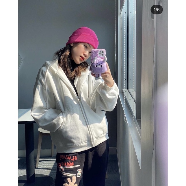 ÁO NỈ MŨ KHOÁ KÉO OVERSIZE CHUBBIE chất liệu nỉ bông dày dặn, ấm áp, form lửng - CHUBBIE BASIC Hoodie Zip