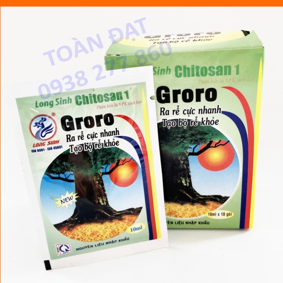 10 gói Groro Chitosan gói 10ml Phân bón kích ra rễ cực mạnh