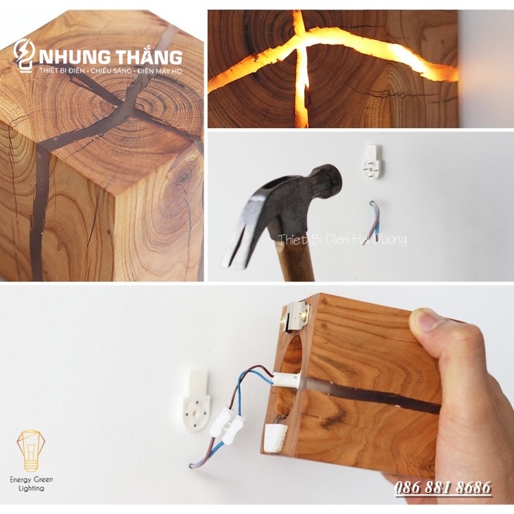 Đèn Tường Gỗ Nứt Tự Nhiên TN172 - Phong Cách Bắc Âu Độc Đáo - Trang Trí Trong Nhà , Cầu Thang , Hành Lang