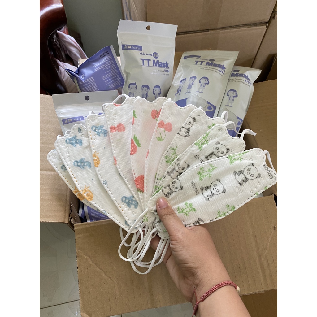 Túi 10 cái khẩu trang y tế 4D cao cấp trẻ em 3 lớp kháng khuẩn