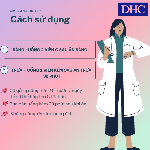 Combo Viên uống DHC Ngừa mụn Mờ thâm, đẹp da viên uống Vitamin C (60v) và Viên uống Kẽm (30v)