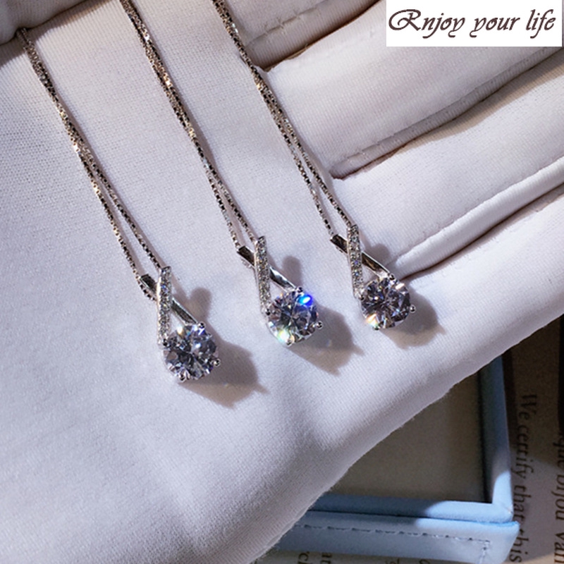 ❤S925 silver diamond-studded cross necklace