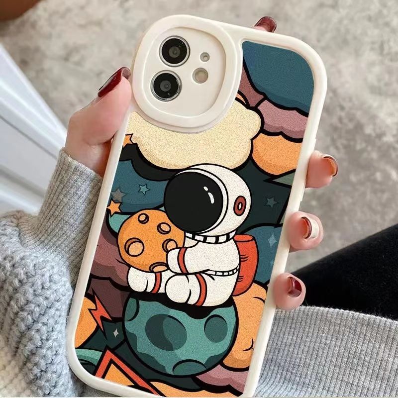 Vỏ bảo vệ phi hành gia Silicone Bảo hiểm đầy đủ Chống va đập Vỏ điện thoại hoạt hình cho OPPO A16 A7 A15S A15 A11 A9 A53 A72 A5S A54 A94 F11