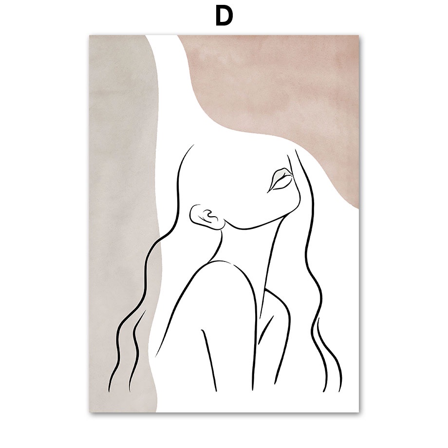 Tranh Vải Bạt Treo Tường In Hình Cô Gái Trừu Tượng Trang Trí Phòng Khách Phong Cách Bắc Âu