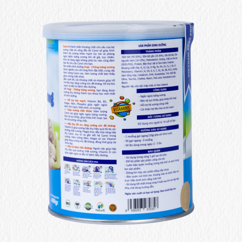 Sữa chống loãng xương Hogi milk 400g giúp xương chắc, tăng cường Canxi khỏe khớp