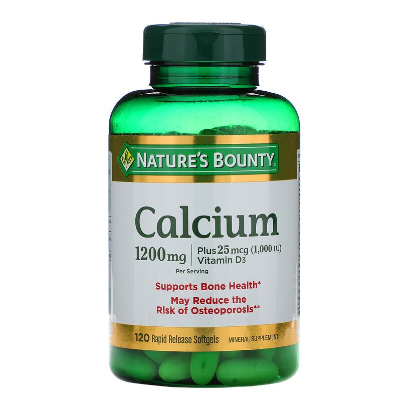 Nature's Bounty Calcium Bổ Sung Canxi Plus & Vitamin D3 120 Viên gel mền
