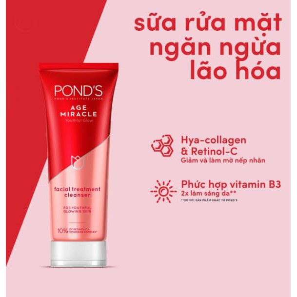 Sữa rửa mặt ngăn ngừa lão hóa Pond's Age Miracle 100g