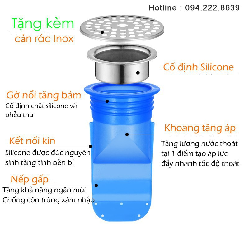 Silicone thoát sàn 🍓𝐅𝐑𝐄𝐄𝐒𝐇𝐈𝐏🍓 ngăn mùi hôi thối, chống vi khuẩn, côn trùng trào ngược