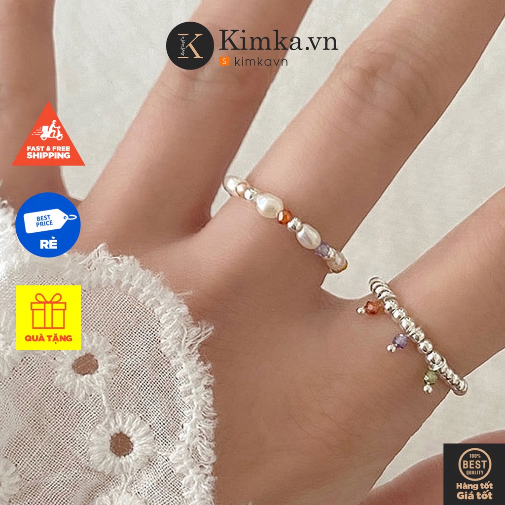 (0323) Nhẫn Hạt Vòng Bạc 925 Xinh Xắn Thời Trang Hàn Quốc