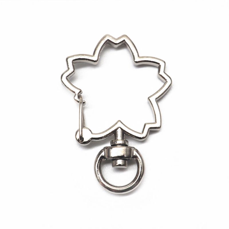 ❀ 5Pcs DIY Keychain Cherry Flower Metal Snap Hook Lobster Clasps Lanyard Keyrings