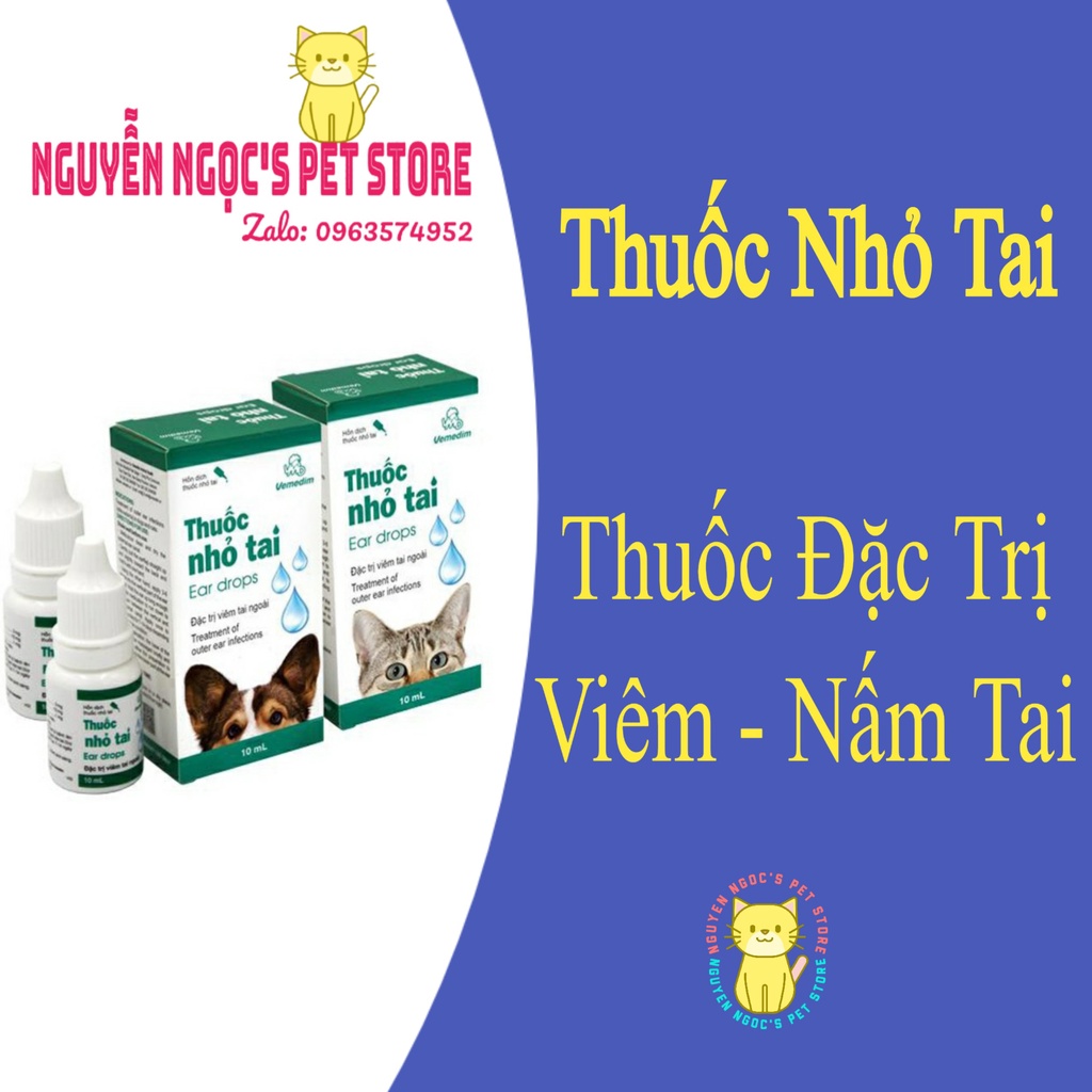 Thuốc nhỏ trị viêm tai CHÓ MÈO VEMEDIM EAR DROPS 10ml