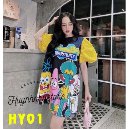 Váy suông hoạt hình cotton đầm suông nữ cộc tay TH108