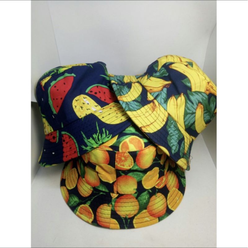 Nón bucket nón vải rộng vành hình hoa trái cây đủ các loại dưa hấu cam hoa hướng dương chuối trái thơm