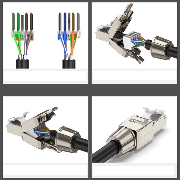 Đầu bấm hạt mạng cat6A/cat7 không dùng kìm chuẩn công nghiệp phù hợp với cáp cat6/cat6A/cat7/cat8