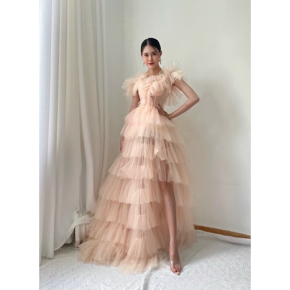 S1293V ĐẦM XOÈ TẦNG XẺ ĐÙI full size S/M/L/XL