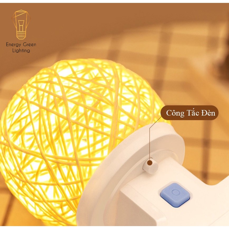 Ổ Cắm Điện Đa Năng - Đèn Ngủ Cầu Mây Energy Green Lighting - 2 Cổng USB , Ổ Chịu Tải 2500W, Chống Cháy Nổ