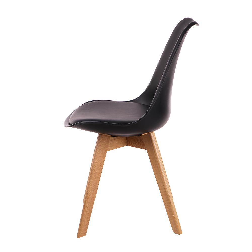 HomeBase FURDINI Ghế ngồi chân gỗ sồi đệm bọc da PU êm ái W48,5xH82xD52cm màu đen