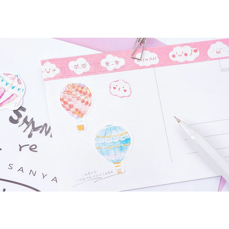 Bộ 46 Sticker Hàn Quốc hình Khinh Khí Cầu dán trang trí E31