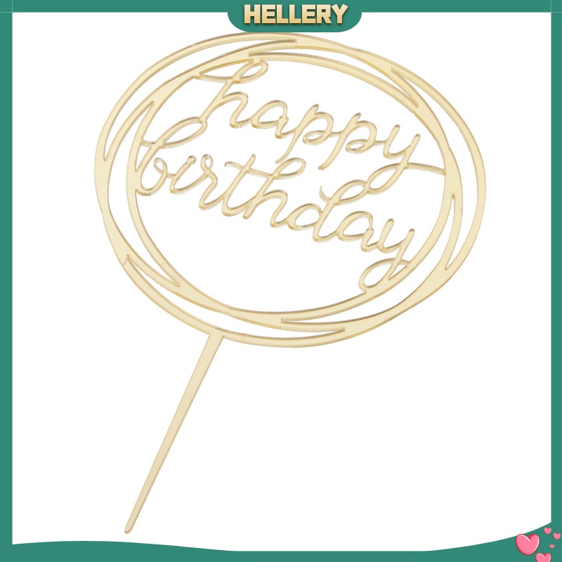 [HELLERY]Acrylic Round Happy Birthday Letters Cake Topper Party Cake Supplier