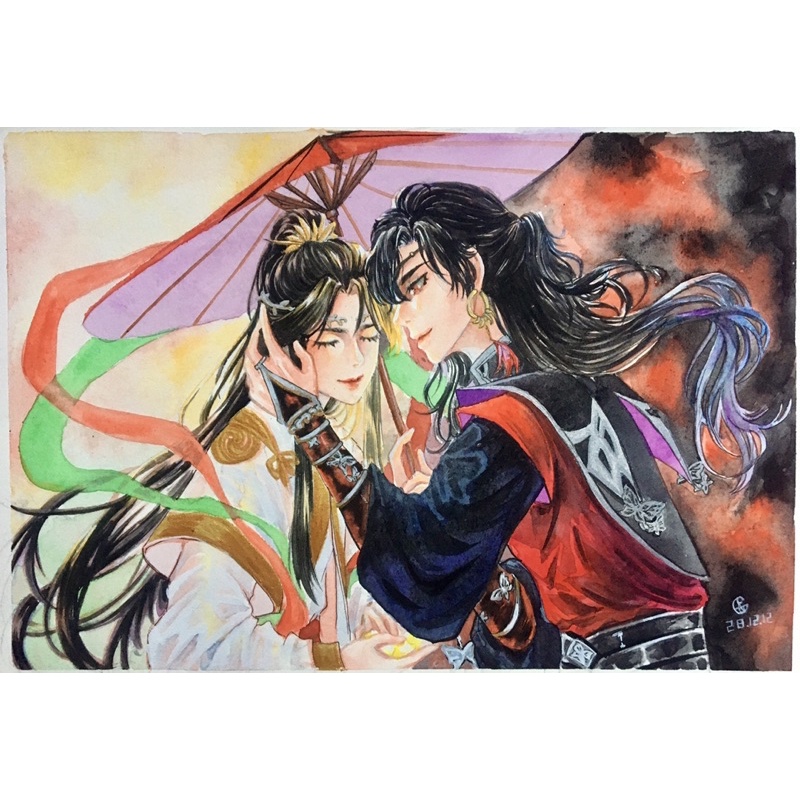 Pass thanh lí tranh màu nước khổ a4, senju, thiên quan tứ phúc, nezuko, arcane