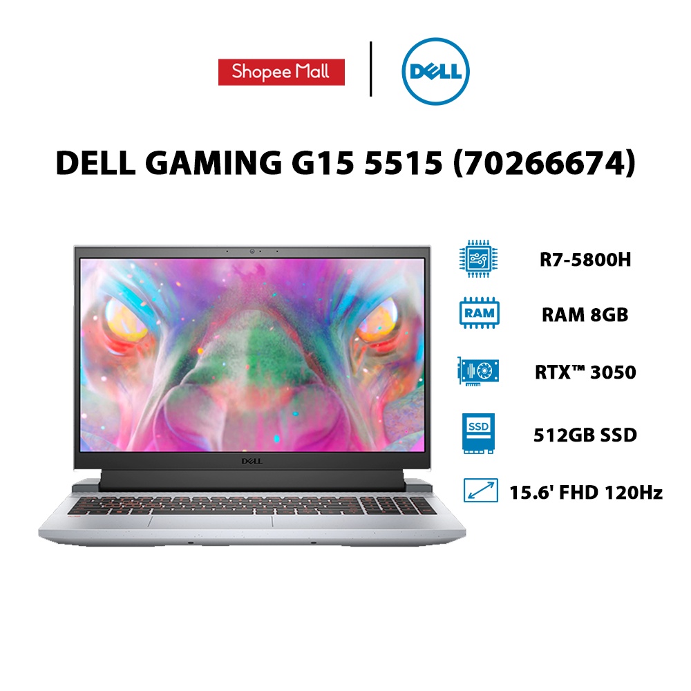 Laptop Dell Gaming G15 5515 (70266674)R7-5800H | 8GB | 512GB | GeForce RTX™ 3050 4GB | 15.6' FHD 120Hz | Win 11 | Office