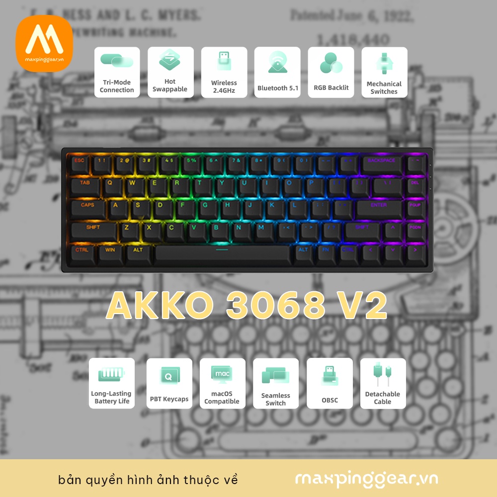 Bàn phím cơ AKKO 3068 v2 RGB – Black