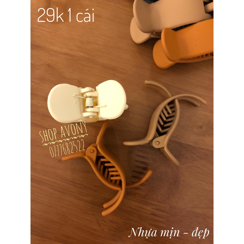 1 kẹp tóc - bấu tóc càng cua nhám mịn, nhựa đẹp gam màu sang (nâu, beige)