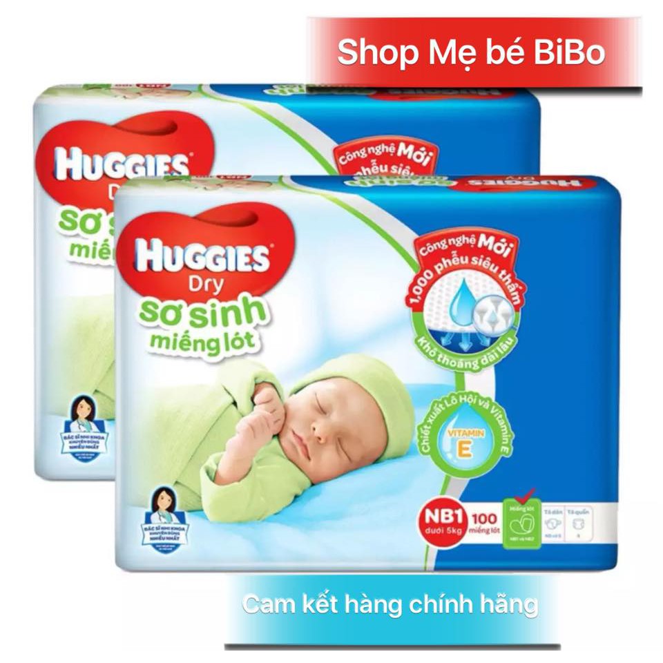 Miếng Lót Sơ Sinh Huggies Dry Newborn 1-100 (100 Miếng)