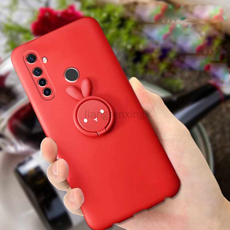 Ốp lưng realme 5 realme 5i realme 5 pro 5s realme 6i realme c3 Ốp điện thoại silicon dẻo họa tiết hoạt hình chú thỏ kèm giá đỡ cho realme 5 5i 5 pro 5s 6i c3