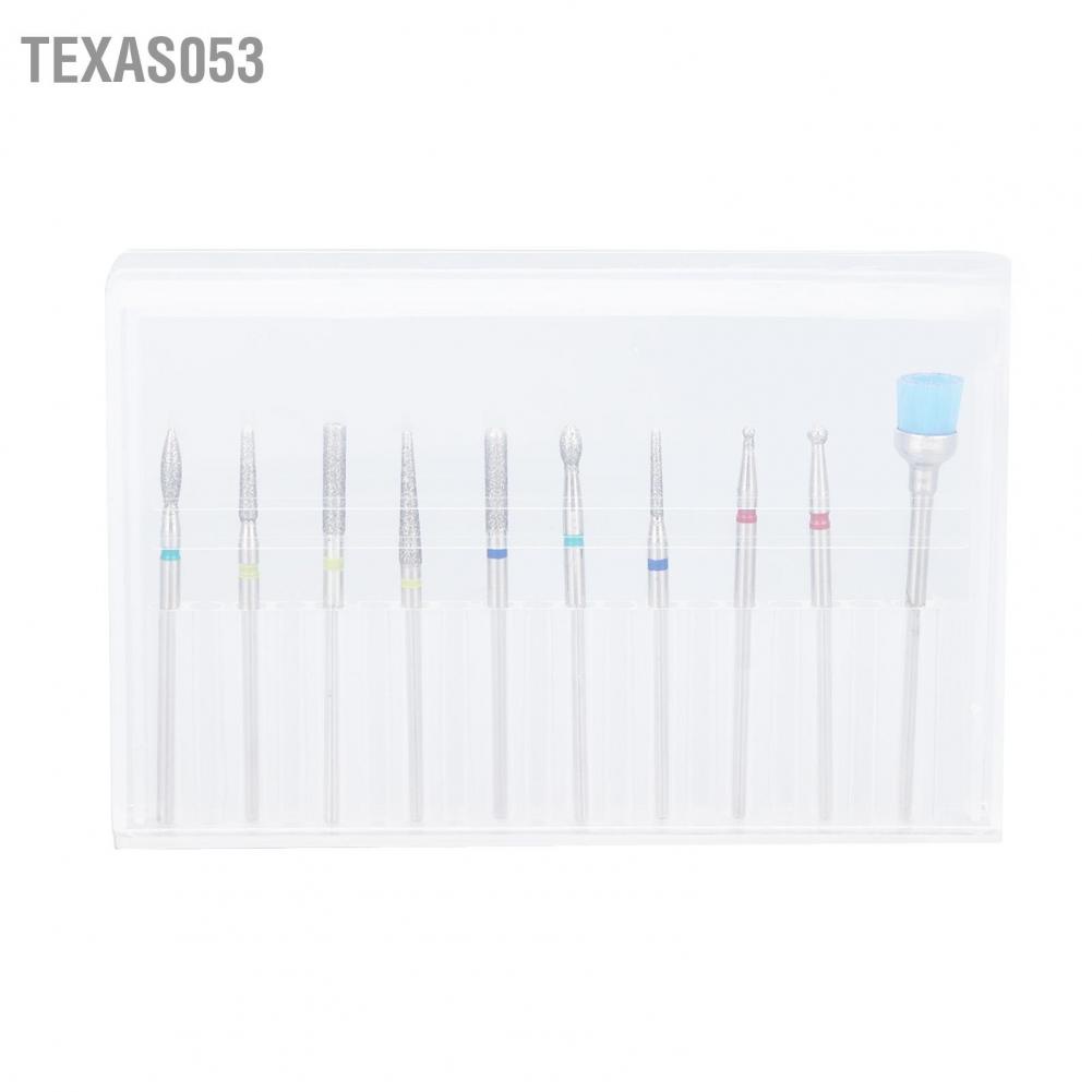 Hàng Sẵn Bộ 10 Đầu Khoan mài móng Hợp kim đánh bóng chuyên dụng Dụng cụ làm móng tay【Texas053】