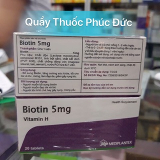 Biotin giúp hỗ trợ giảm rụng tóc và cho da khoẻ mạnh hộp 2 vỉ x10 viên