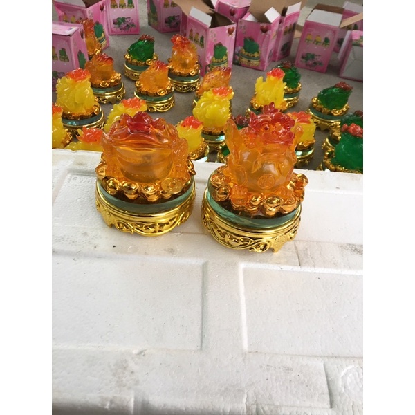 Combo cóc và ty hưu vàng lưu ly (Đế kính xoay đc)