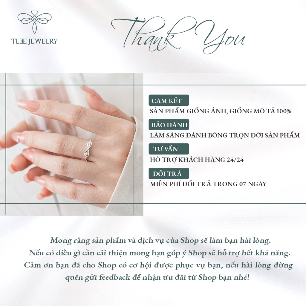 Nhẫn bạc nữ TLEE mặt đính nơ trơn freesize nữ tính NCJ A0217