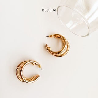 Bông tai 3 khoen tròn vàng & bạc chuôi bạc s925 (triple hoop earring)