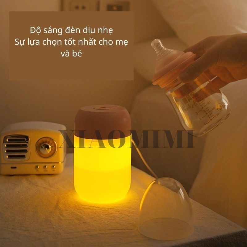 Máy xông tinh dầu 2 in 1 để bàn phun sương kiêm đèn ngủ làm ẩm không khí chống khô da tỏa hương thơm D5.022