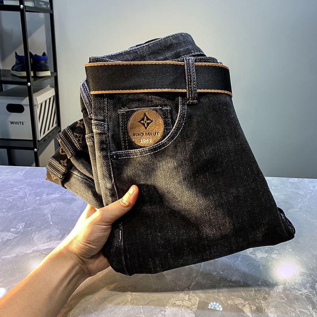 Quần Jean Dài Màu Đen/Xám Phong Cách Hàn Quốc Thời Trang Mùa Xuân 2022 Cho Nam