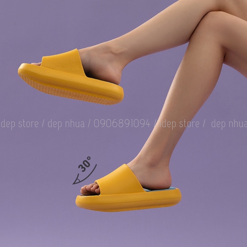 Dép bánh mì quai ngang Đúc EVA siêu nhẹ 2 lớp 2 màu cao 4cm cho nữ iDÉP - DL158