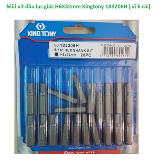 Mũi vít đầu lục giác H6X32mm Kingtony 183206H ( vĩ 6 cái)