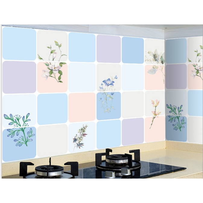 Decal dán bếp tráng nhôm cách nhiệt hoa ly tím khổ 60cm