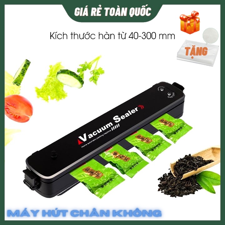 Máy Hút chân Không Thực Phẩm Hàn Miệng Túi Vacuum Sealer Tặng Kèm 10 Túi Nhám(Chính Hãng)