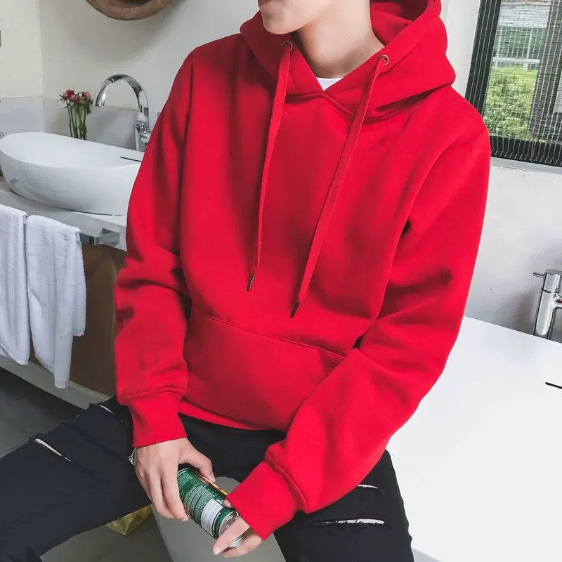 Áo Hoodie Chất Nỉ màu đỏ-Áo NỈ hàn Quốc dưới 60kg