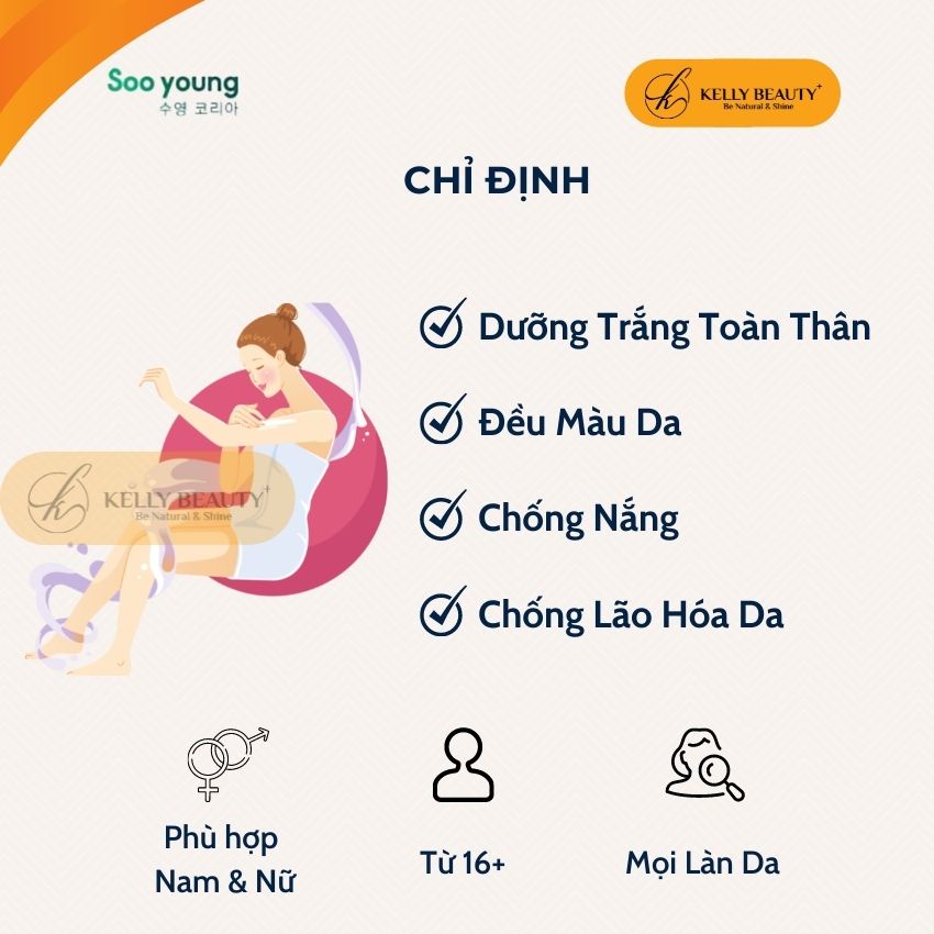 Kem Dưỡng Trắng BODY Lục Tảo SOOYOUNG 250g – Dưỡng Trắng, Giữ ẩm, Chống Nắng, Không Bết Dính | KELLY BEAUTY