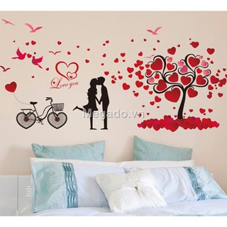 Decal cây trái tim tình yêu A863